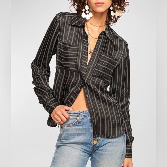 Ramy Brook Jamie Satin Striped Twill Blouse
$395, NWT, M - Picture 3 of 6